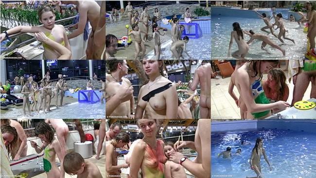 Naturism family in the pool video