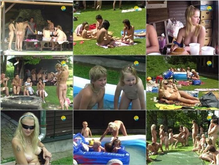 Summer cottage and a nudist picnic in nature video Naturist Freedom