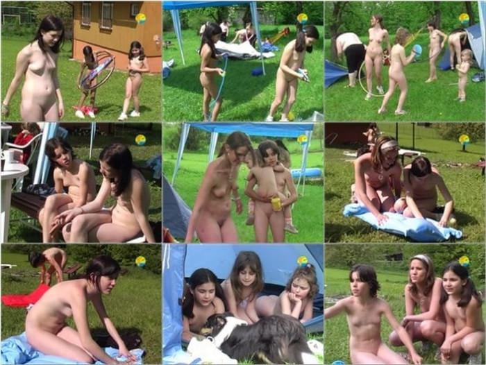 Nudists girls on summer camping in nature - Hoola hoola Naturist Freedom video